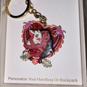 Persimmon X Disney Moana Pink Keychain with Heart Design NIB